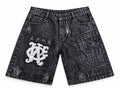 Short en jean noir avec patch gothique argenté et broderies araignées