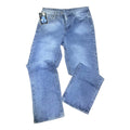 Jean baggy bleu clair délavé, étiquette noire taille 31