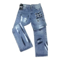Jean baggy gris avec éclaboussures de peinture et imprimé gothique DCG