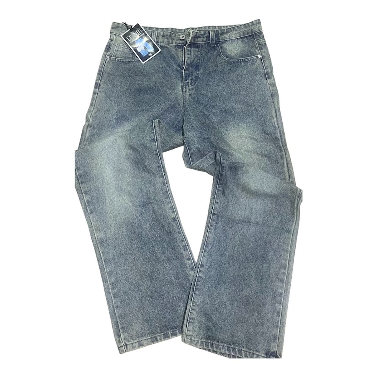 Jean baggy gris délavé uni
