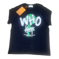 T-shirt noir avec imprimé graffiti blanc et vert WHO Karn's
