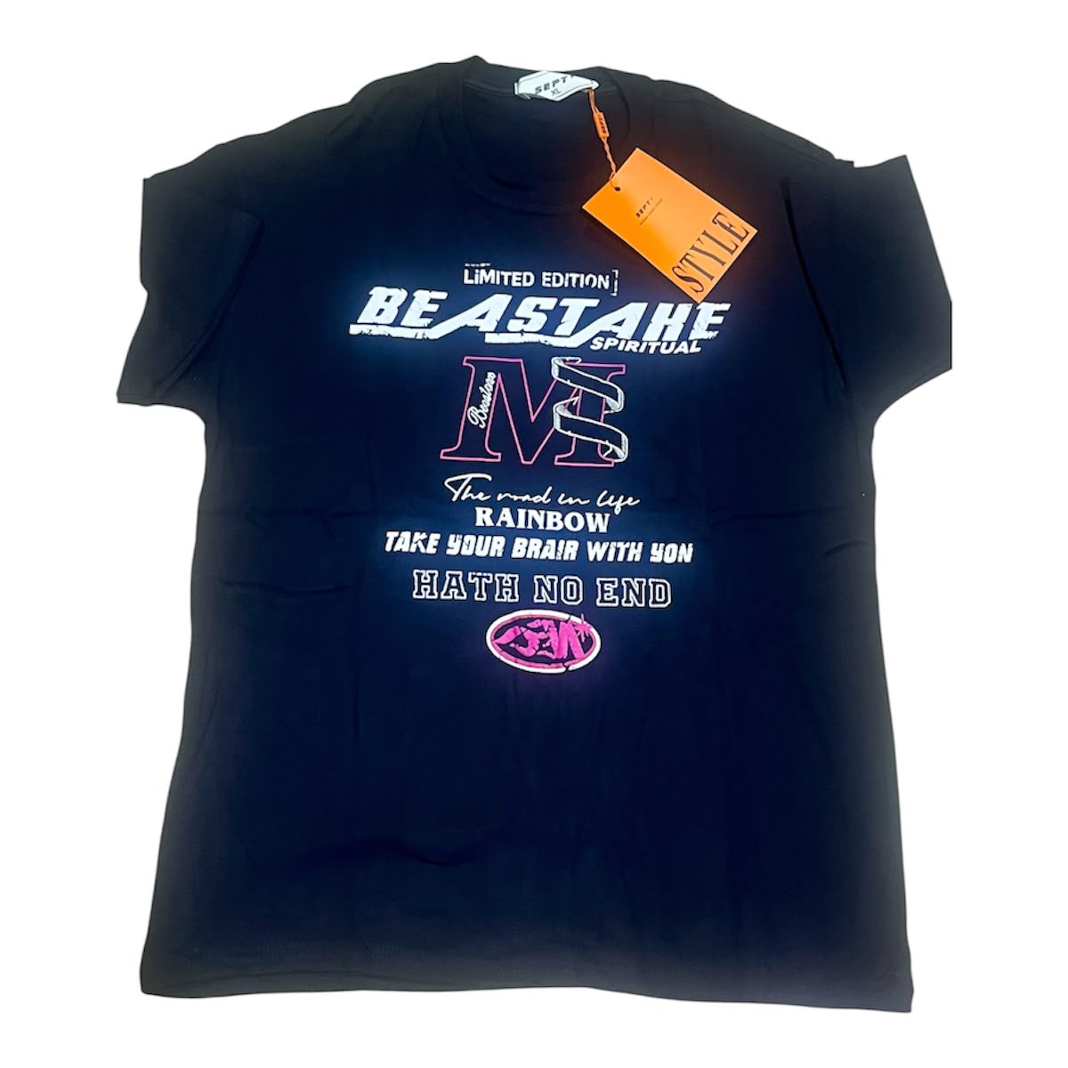 T-shirt marine avec imprimé BeastAhe Spiritual et monogramme M rose